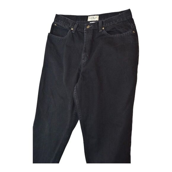Vintage 90s LL Bean Womens 14 Petite Faded  Natural Fit Denim Jeans Black - Picture 3 of 12